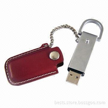 Leather USB Flash Drive with 5 Years Warranty, High Transfer Speed, Logo Printing